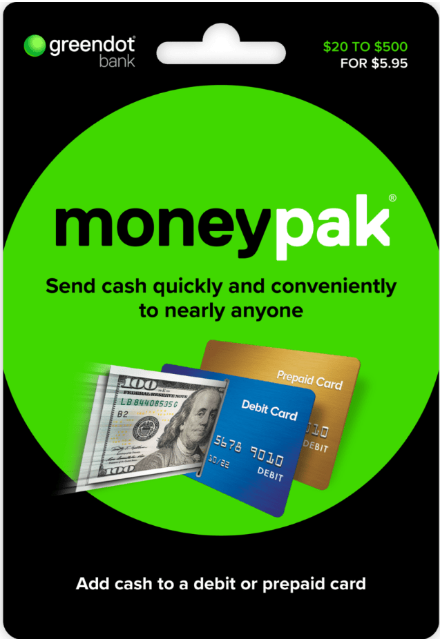 MoneyPak Reload Deposit Cash to Any card